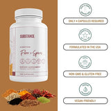 SUBSTANCE. - Nature's Fiber & Spices for Digestive Wellness - Supports Colon Cleanse - Formulated with Psyllium Husk, Flax Seed & Ginger - Dietary Fiber Supplement - Vegan-Friendly - 240 Capsule