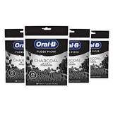 Oral B Charcoal Infused Mint Dental Floss Picks, 75 Count, Pack Of 4