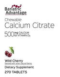Bariatric Advantage Calcium Citrate Chewable 500mg with Vitamin D3 for Bariatric Surgery Patients Including Gastric Bypass and Sleeve Gastrectomy, Low Sugar - Wild Cherry Flavor, 270 Count