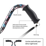 LIXIANG Walking Canes for Women & Men Adjustable Walking Stick,Folding Cane with Soft Sponge Offset Handle,Lightweight,Suitable for Arthritis,The Elderly and The Disabled(Curved Black Flower)