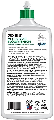 Quick Shine Multi Surface Floor Finish 27oz, 2Pk | Cleaner & Polish to use on Hardwood, Laminate, Luxury Vinyl Plank LVT, Tile & Stone | Safer Choice w/Clean Shine Technology | Shine-Protect-Refresh