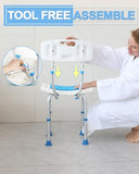 Adjustable Shower Chair with Back, HSA/FSA Eligible Shower Stool for Inside Shower, Tool-Free Shower Seat for Inside Shower, Waterproof Shower Chair for Inside Bathtub for Elderly/Handicap by SOUHEILO