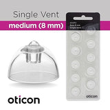 Genuine Oticon Hearing Aid Domes MiniFit Single Vent Bass 8mm (0.31 inches - Medium), Oticon Branded OEM Denmark Replacements, Authentic Accessories for Optimal Performance - 3 Pack / 30 Domes Total