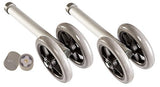 Heavy Duty Bariatric Walker Wheels Pair, Universal Replacement Wheel Kit for Walkers with Free Walker Glides Accessories Double 5" Wheels with Glide Tips 1/pr By Healthline Trading