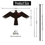 Flerigh Bird Hawk Flying Kite with Pole Crops Farm Protector Bird Scarer Flying Kite with 4m Pole-Style C