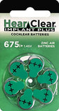 Hear Clear Size 675P Cochlear Implant Hearing Aid Batteries Green Tab (60 Batteries)