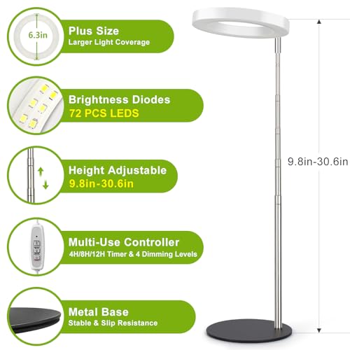 LORDEM Grow Light, LED Plant Light for Indoor Plants Growing, Full Spectrum Desk Growth Lamp with Automatic Timer for 4H/8H/12H, 4 Dimmable Levels, Height Adjustable 9.8"-30.6", Pack of 2