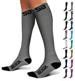 SB SOX Compression Socks (20-30mmHg) for Men & Women – Best Compression Socks for All Day Wear, Better Blood Flow, Swelling! (Small, Gray/Black)