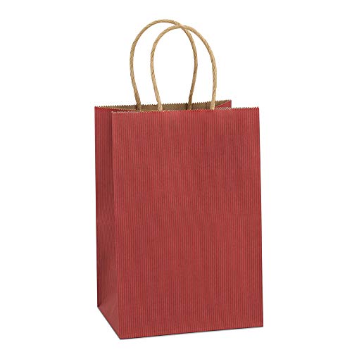 BagDream Kraft Paper Bags 100Pcs 5.25x3.75x8 Inches Small Paper Gift Bags with Handles Bulk, Paper Shopping Bags, Kraft Bags, Party Bags, Gift Bags (Red)