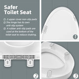 Ccbello toilet seat risers for seniors, Slow Close, Elevated toilet seat, Heavy Duty, Never Loosen, Raised toilet seat elongated bowl, White(18.5”)