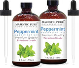 MAJESTIC PURE Peppermint Essential Oil, Premium Grade, Pure and Natural, for Aromatherapy, Massage, Topical & Household Uses, 4 fl oz (Pack of 2)