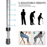 Yayayo Walking Cane with Seat Aluminum Alloy Portable LED Floding Chair for Seniors Adult Height Adjustable Heavy Stick Stool for Elderly Gift Blue