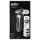 Braun Series 7 360 Flex Head Electric Shaver with Beard Trimmer for Men, Rechargeable, Wet & Dry with Charging Stand & Travel Case, Silver Black