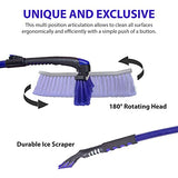 Snow Ninja Storm Extendable Up To 55 inches Curved Snow Brush with Extra Wide Brush Head Foam Grip and Ice Scraper