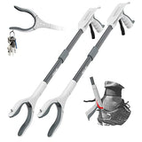 Jellas 2-Pack 32 Inch Grabber Reacher Tool with Magnetic Tip, Reacher Grabber with 360 Degrees Rotating Jaw, Grabber with Shoehorn for Elderly, Trash Picker Tool for Outdoor & Indoor (Grey)