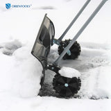 ORIENTOOLS Snow Shovel with Wheels for Driveway, Heavy Duty Snow Pusher with 6" Wheels and 26" Wide Blade for Efficient Snow Removal, Back Saver Snow Pusher Efficient Remover Tool for Doorway Sidewalk