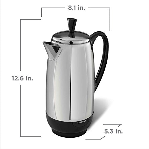 Farberware 12-Cup Electric Percolator Coffee Pot, Premium Stainless Steel, FCP412