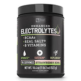 Enhanced Electrolyte Powder (Strawberry Kiwi | 90ct.) Sugar Free + BCAA, B-Vitamins & Real Salt® Keto Electrolytes Drinks, Hydration Powder