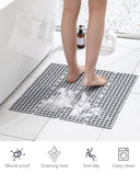 Square Shower Mat Non Slip - Shower Floor Mat with Suction Cups and Drain Holes - Anti Slip Shower Stall Mat for Elderly Kids - Machine Washable 24 x 24 inch Grey