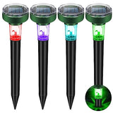 4Pack Mole Repellent Solar Powered Waterproof Mole Chipmunk Repellent Outdoor Ultrasonic Gopher Vole Deterrent Sonic Repellent Spikes Drive Away Burrowing Animals from Lawns,Yard (Led Pathway Light)