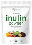 Organic Inulin FOS Powder (Jerusalem Artichoke), 2.2 Pounds (35 Ounce), Quick Water Soluble, Prebiotic Intestinal Support for Colon and Gut Health, Natural Fibers for Smoothie & Drinks, Vegan Friendly
