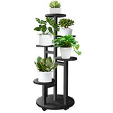 GEEBOBO 5 Tiered Tall Plant Stand for Indoor, Wood Plant Shelf Corner Display Rack, Multi-tier Planter Pot Holder Flower Stand for Living Room Balcony Garden Patio (Black)