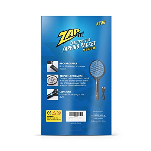 ZAP IT! Bug Zapper Rechargeable Bug Zapper Racket, 4,000 Volt, USB Charging Cable