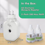 Q5 Mosquito Repeller, Electronic Mosquito Repellent Plug in Indoor Use, Includes 2-Pack 280 Hr Repellent Refills, No Candles or Flames, DEET-Free, for Home, Bedroom, Office, Kitchen (White)