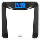 Vitafit Digital Body Weight Bathroom Scale, Focusing on High Precision Technology for Weighing Over 20 Years, Extra Large Blue Backlit LCD and Step-On, Batteries Included, 400lb/180kg, Superb Black