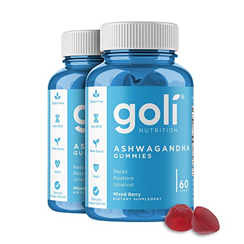 Goli Ashwagandha & Vitamin D Gummy 120 Count - Relax. Restore. Unwind. (Mixed Berry, KSM-66, Vegan, Plant Based, Non-GMO, Gluten-Free & Gelatin Free), Pack of 2