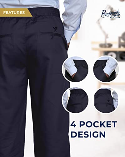 Pembrook Mens Elastic Waist Pants for Seniors - Adaptive Mens Pants for Elderly | Elastic Waist Pants for Men | Senior Elastic Waist Pants Navy