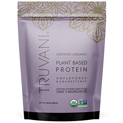 Truvani Organic Vegan Protein Powder Unflavored - 20g of Plant Based Protein, Organic Protein Powder, Pea Protein for Women and Men, Vegan, Non GMO, Gluten Free, Dairy Free (10 Servings)