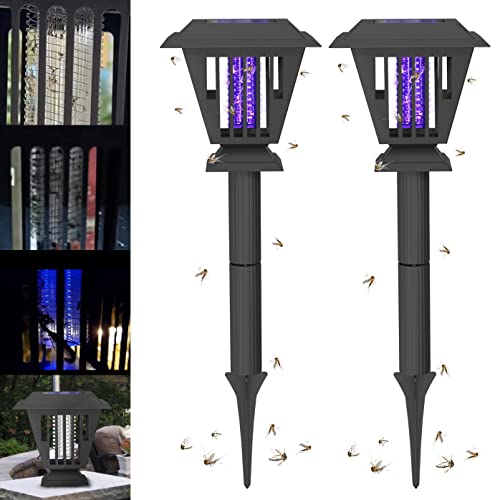 2 Pack Solar Bug Zapper Outdoor Solar Mosquito Zapper Powered Bug Zapper LED Mosquito Killer Light Lamp for Indoor and Garden Use