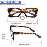 REAVEE 4 Pack Oprah Style Reading Glasses Blue Light Blocking Computer Square Readers for Women with Spring Hinge 2.5