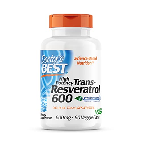 Doctor's BEST Trans-Resveratrol 600, Non-GMO, Vegan, Gluten Free, Soy Free, 600 mg, 60 Veggie Caps (DRB-00416)