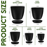 Utopia Home - Plant Pots Indoor with Drainage - 7/6.6/6/5.3/4.8 Inches Home Decor Flower Pots for Indoor Planter - Pack of 10 Plastic Planters for Indoor Plants, Cactus, Succulents Pot - Black