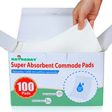 Super Absorbent Commode Pads for Bedside Toilet Chair Buckets and Bedpans | Value Pack of 100