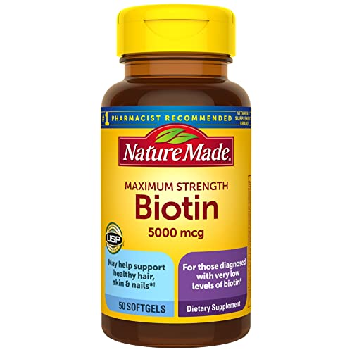 Maximum Strength Biotin 5000 mcg Softgels, 50 Count