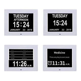 TMC [Newest Version Digital Day Calendar Clock -Extra Large Date Day Time of Week Clock with 12 Alarm Options for Seniors, Elderly, Dementia, Alzheimer (8-inch)