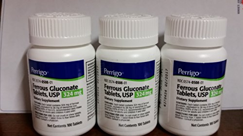 Ferrous Gluconate, 324mg, 100 Tablets, 3-Pack