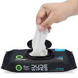 DUDE Wipes - Flushable Wipes - 48 Count Dispenser and 30 Single Wipes - Unscented Extra-Large Adult Wet Wipes - Individually Wrapped & Dispenser - Vitamin-E & Aloe