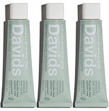 Davids Natural Toothpaste for Teeth Whitening, Peppermint, Antiplaque, Fluoride Free, SLS Free, EWG Verified, Recyclable Metal Tube, 1.75 OZ, TSA Approved Travel Size (3 Pack)