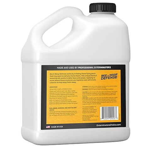 Exterminator’s Choice - Bee and Wasp Defense Spray - One Gallon - Natural, Non-Toxic Bee and Wasp Repellent - Quick and Easy Pest Control - Safe Around Kids and Pets