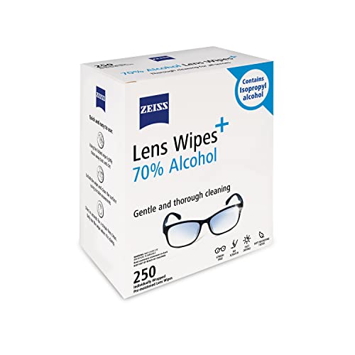 ZEISS Pre-Moistened Lens Cleaning Wipes with 70% Alcohol, 250 Count