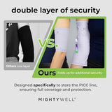 Mighty Well PICCPerfect PICC Line Cover: Soft Touch Double Layer PICC Line Sleeve | Black, Medium