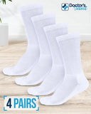 Doctor's Select Mens Diabetic Socks - 4 Pairs | White | Neuropathy Socks for Men | Non Binding Socks | Extra Wide Socks Men | Diabetic Crew Socks for Men