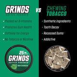 Grinds Coffee Pouches | 10 Cans of Wintergreen | 18 Pouches Per Can | 1 Pouch eq. 1/4 Cup of Coffee (Wintergreen)