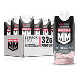 Muscle Milk Pro Advanced Nutrition Protein Shake, Slammin' Strawberry, 11 Fl Oz Carton, 12 Pack, 32g Protein, 1g Sugar, 16 Vitamins & Minerals, 5g Fiber, Workout Recovery, Bottle, Packaging May Vary