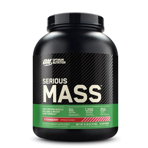 Optimum Nutrition Serious Mass, Weight Gainer Protein Powder with Immune Support, Strawberry, 6 Pound (Packaging May Vary)