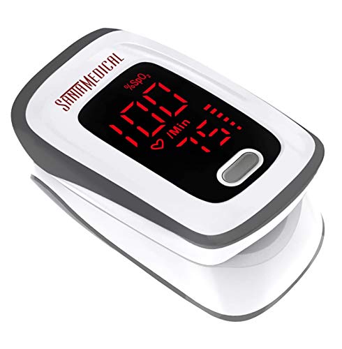 Fingertip Pulse Oximeter, Blood Oxygen Saturation Monitor (SpO2) with Pulse Rate Measurements and Pulse Bar Graph, Portable Digital Reading LED Display, Batteries and Carry Case Included